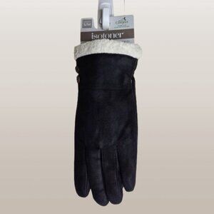 Isotoner Women's Black Sherpa Lined Smartdri Gloves Size S/M